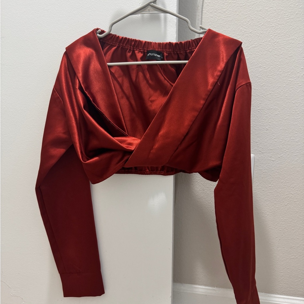 Elegant Red Satin Blouse
